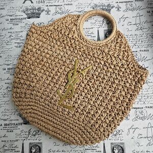 Yves Saint Laurent Retro Straw Tote Bag